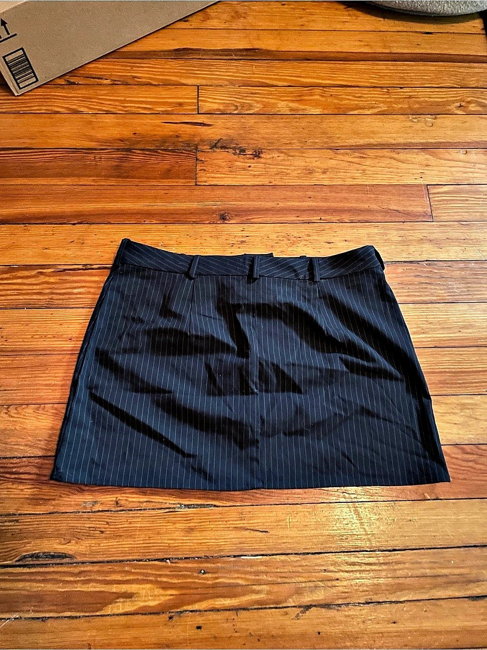 WAYF Pinstripe Mini Skirt in Black Like New